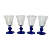 Cobalt Blue Accented Controlled Bubble Footed Stemware