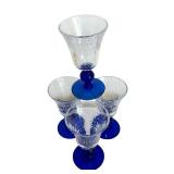 Cobalt Blue Accented Controlled Bubble Footed Stemware