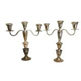 Pair of Vintage Elegant Sterling Silver Weighted Candelabras