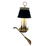 Vintage Brass Horse Head Shoe Horn / Table Lamp with Green Metal Shade