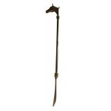 Vintage Brass Horse Head Shoe Horn / Table Lamp with Green Metal Shade