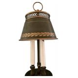 Vintage Brass Horse Head Shoe Horn / Table Lamp with Green Metal Shade