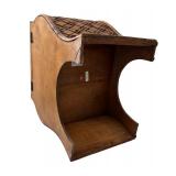 Beautiful Small Wood and Woven Table / Top Opens