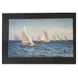 Artwork "The Race + Alex Johansen" White Frame and Sailboats on the Water