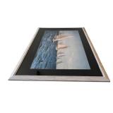 Artwork "The Race + Alex Johansen" White Frame and Sailboats on the Water