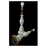 Pair of Floral Designed Table Lamps Tall Table Lamps with Green and Yellow Flowers