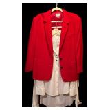 Neiman Marcus Red Blazer and White Button-Down Shirt