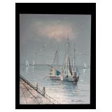 Beautiful Canvas Seagulls, Sailboat and Water Wall Art