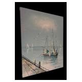 Beautiful Canvas Seagulls, Sailboat and Water Wall Art