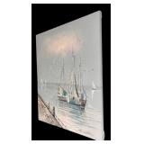 Beautiful Canvas Seagulls, Sailboat and Water Wall Art