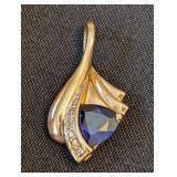 10k Yellow Gold and Sapphire Pendant