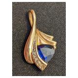 10k Yellow Gold and Sapphire Pendant