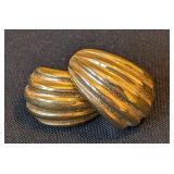 18k Yellow Gold Puffed Scalloped Earrings