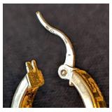 Pair of 14k Yellow Gold Greek Key Hoop Earrings