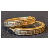 Pair of 14k Yellow Gold Greek Key Hoop Earrings