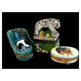 Cat and Tiger Motif Trinket Boxes by Limoges of France and More