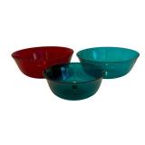 Three Colorful Glass Bowls / Bowl Inserts