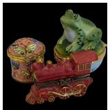 Butterfly, Train and Frog Motif Trinket Boxes by Limoges of France, Empress Arts and More
