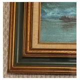 Stunning Ocean and Seagull Motif Framed Original Painting