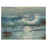 Stunning Ocean and Seagull Motif Framed Original Painting