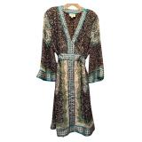 ECI New York Sheer Blue, Black and Green Dress