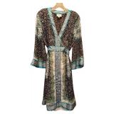 ECI New York Sheer Blue, Black and Green Dress