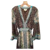 ECI New York Sheer Blue, Black and Green Dress