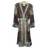 ECI New York Sheer Blue, Black and Green Dress