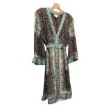 ECI New York Sheer Blue, Black and Green Dress