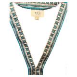 ECI New York Sheer Blue, Black and Green Dress