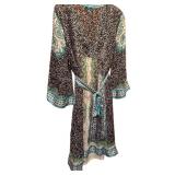 ECI New York Sheer Blue, Black and Green Dress