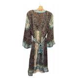 ECI New York Sheer Blue, Black and Green Dress