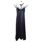 Vintage Union Made ILGWU Workers Union Vintage Long Dress with Navy and White Polka Dot