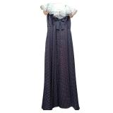 Vintage Union Made ILGWU Workers Union Vintage Long Dress with Navy and White Polka Dot