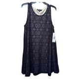 Brand New Sharagano Dress with Taupe Liner with Black Lace Overlay