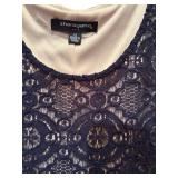 Brand New Sharagano Dress with Taupe Liner with Black Lace Overlay