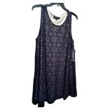 Brand New Sharagano Dress with Taupe Liner with Black Lace Overlay