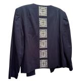 Talbots Light Weight Navy and White Open Jacket