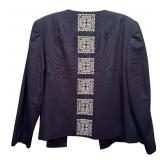 Talbots Light Weight Navy and White Open Jacket