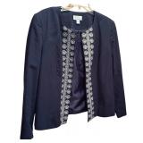 Talbots Light Weight Navy and White Open Jacket