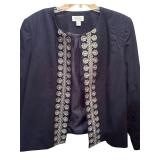 Talbots Light Weight Navy and White Open Jacket