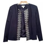 Talbots Light Weight Navy and White Open Jacket