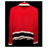 Lovely St John by Marie Gray Sweater / Jacket in Red with Navy and White Button Down