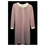 Vintage Henry-Lee Petites Dress in Taupe and Cream Neckline and Sleeves