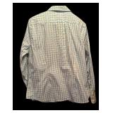 Banana Republican Sky Blue Pants and Lands End Button Down Green, Blue and White Shirt