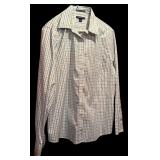 Banana Republican Sky Blue Pants and Lands End Button Down Green, Blue and White Shirt