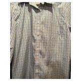 Banana Republican Sky Blue Pants and Lands End Button Down Green, Blue and White Shirt