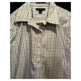 Banana Republican Sky Blue Pants and Lands End Button Down Green, Blue and White Shirt