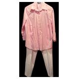 Ralph Lauren Pink Button Down and White Pants by Adrianna Papell
