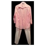 Ralph Lauren Pink Button Down and White Pants by Adrianna Papell
